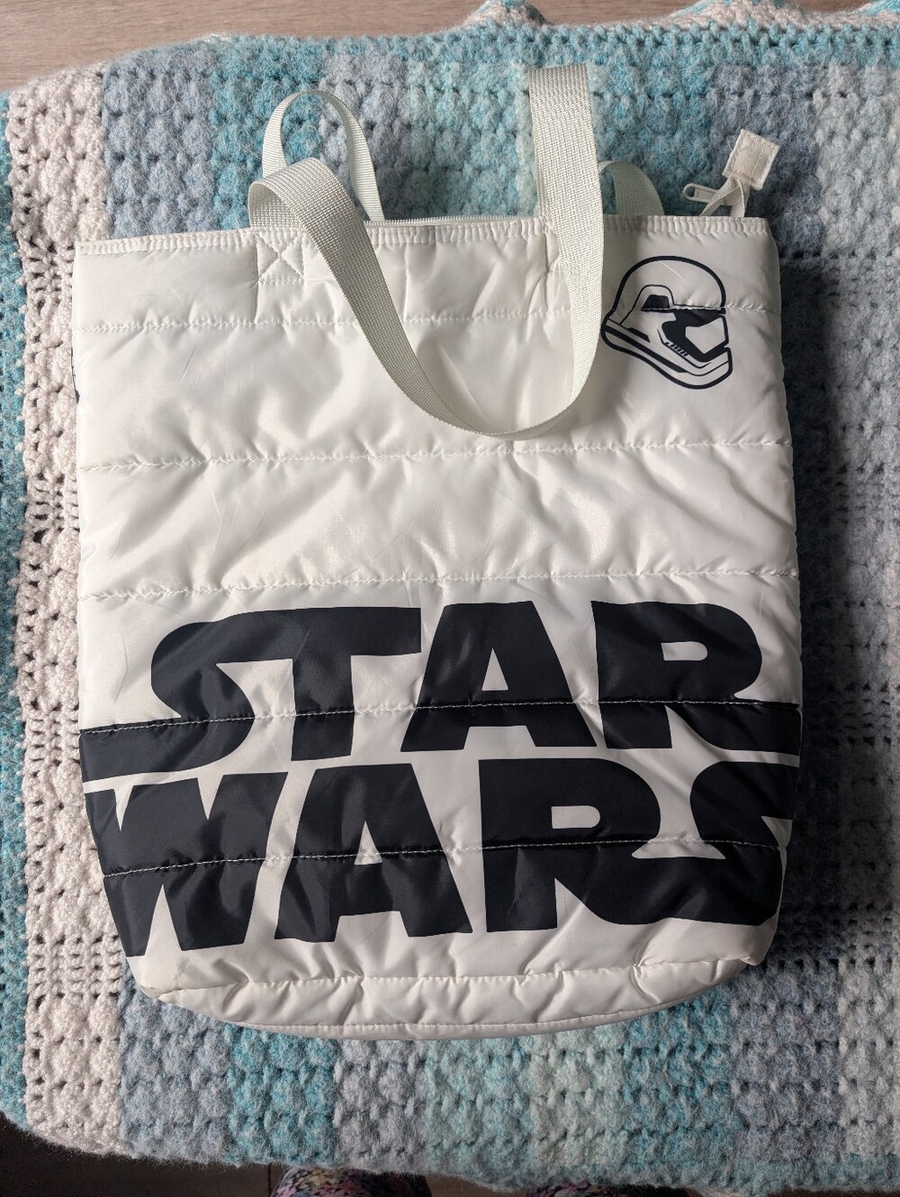 Star Wars White Logo Quilted Tote Puffy Medium Sized
